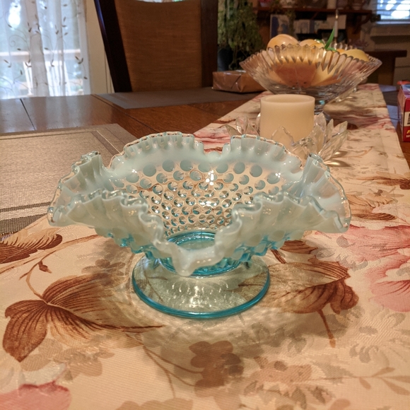 Fenton Other - Fenton blue hobnail white milk glass candy dish